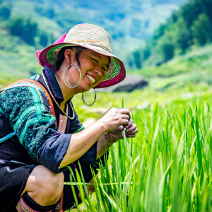 Woman in a grassy field